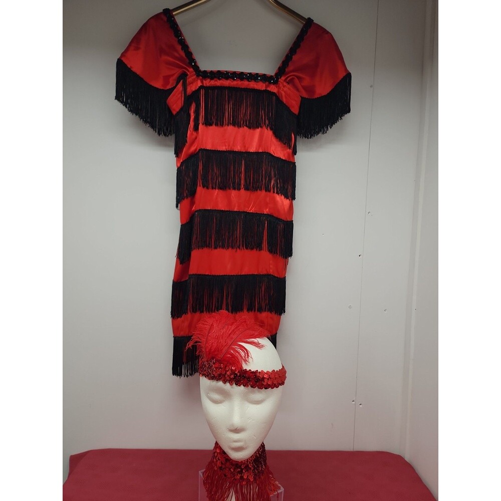 Roaring 20's Flapper/Gatsby Dress And Accessories~Red See Pics For Measurements